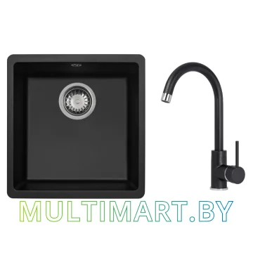 Кухонная мойка Aquasanita Fast SQF 101+Sabia 5523 601 black metallic